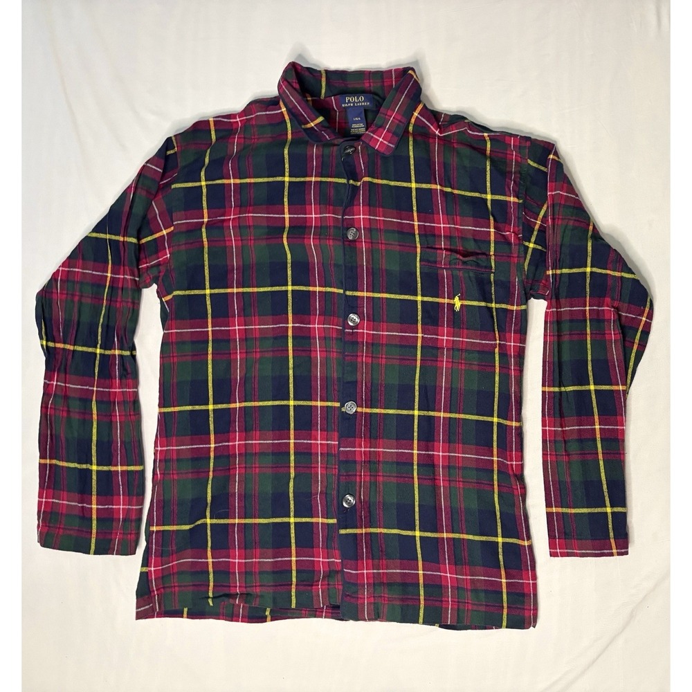 Polo Ralph Lauren Flannel Shirt Men's Large Multicolor Long Sleeve Button Up